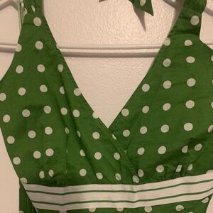 NWT ESPRIT Dress. Size 14 green with white polka dots